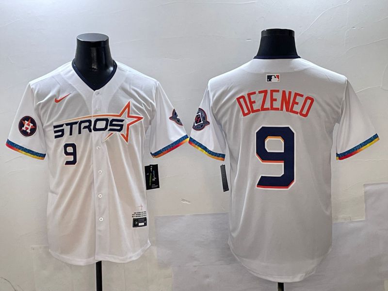 Men Houston Astros #9 Dezeneo White Fourth generation Joint Name Nike 2025 MLB Jersey style 4->houston astros->MLB Jersey
